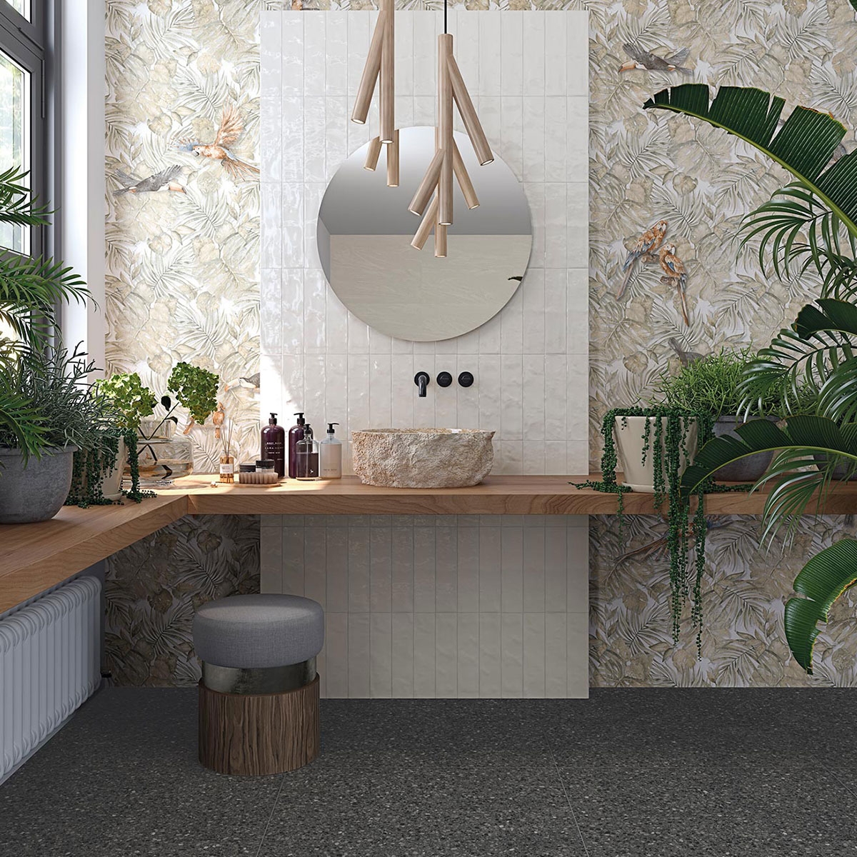Badezimmer mit Javea White Verkleidung 8x31,5