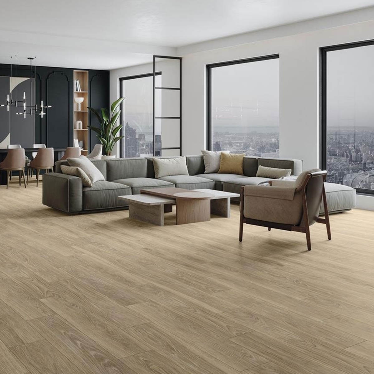 Sala con Pavimento Kael Roble 23x120