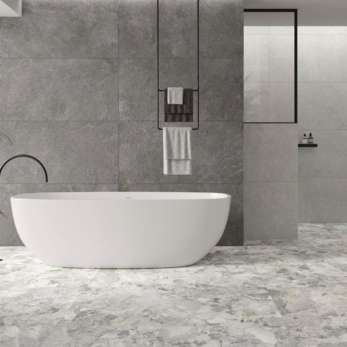 Salle de bain avec revêtement Larocca Grey 60x120