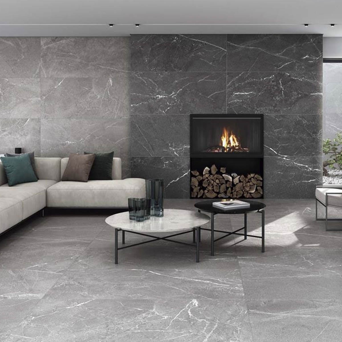 Salon avec revêtement Malek Black 60x120