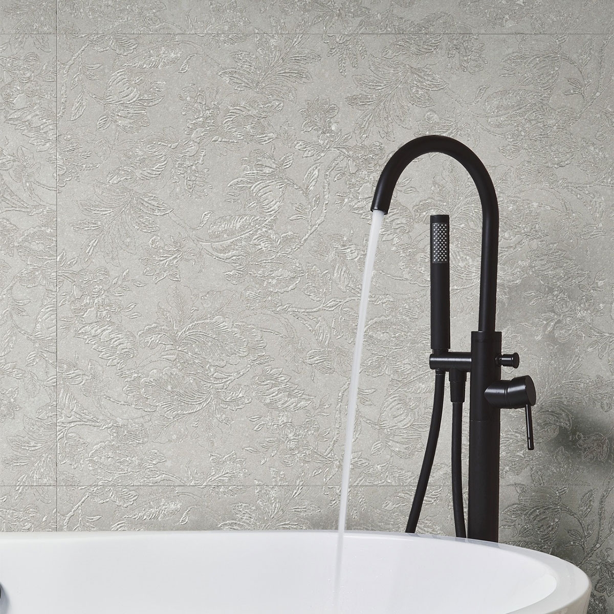 Mystone Berici Decoro Flora Cenere casa de banho 60x120 com revestimento