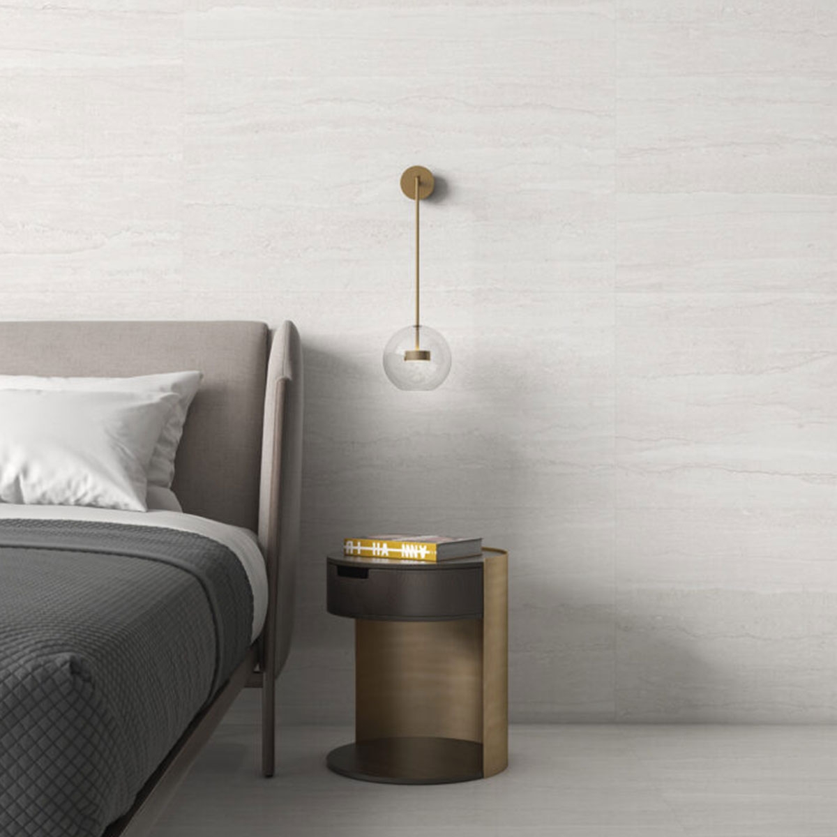 Dormitorio con Revestimiento Vein Hermes Blanco 60x120