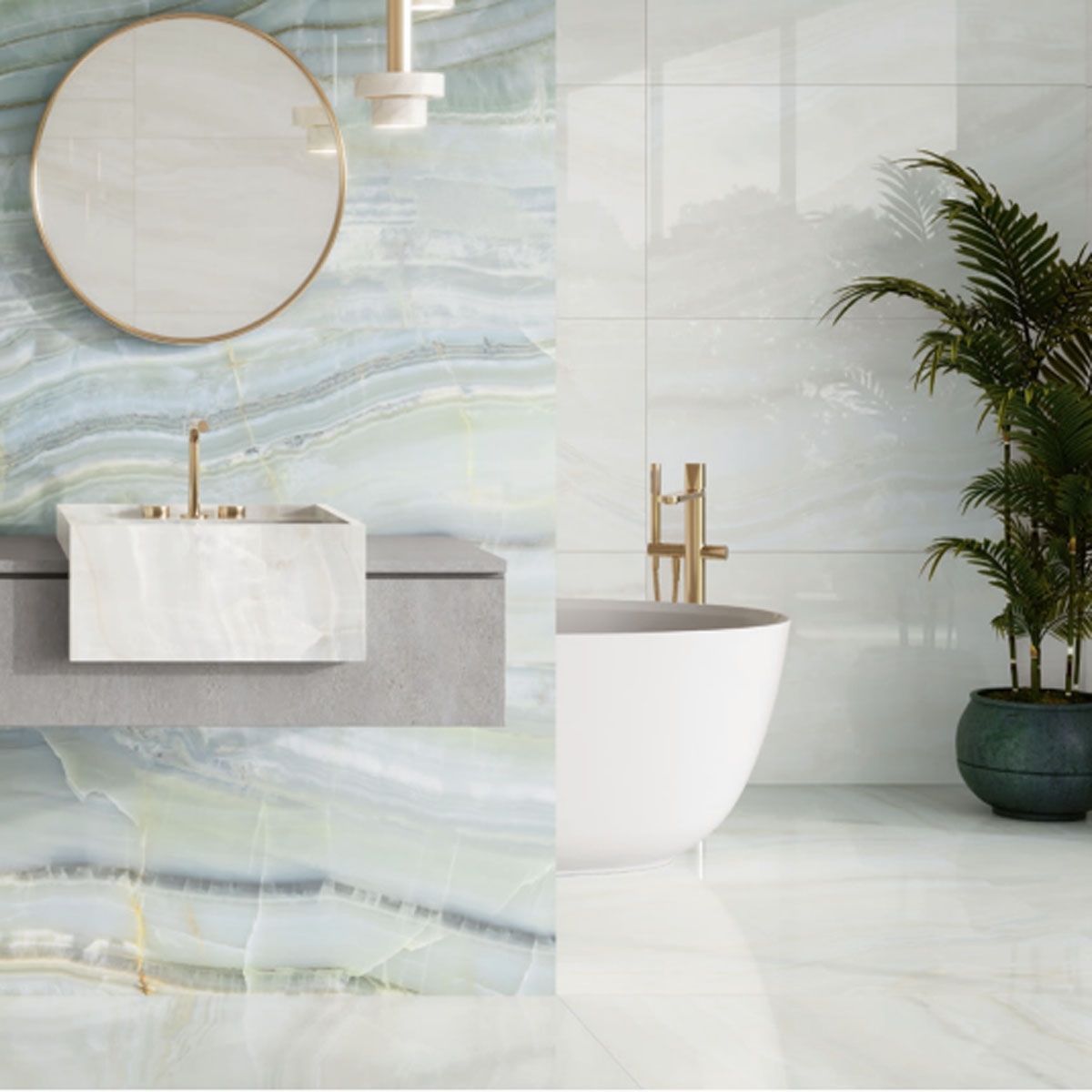 Salle de bain avec revêtement Chroma White 60x120