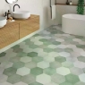 Baño con pavimento Cementine Aqua 23x27