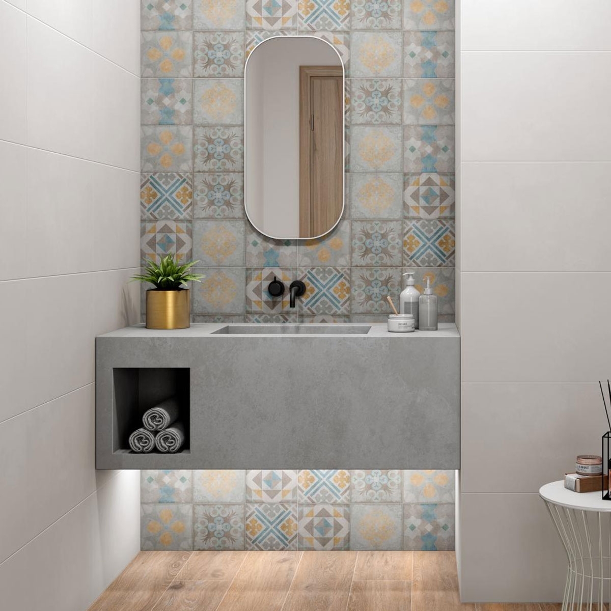 Badezimmer mit AT Dain Namur Mix 33,3x55 Beschichtung