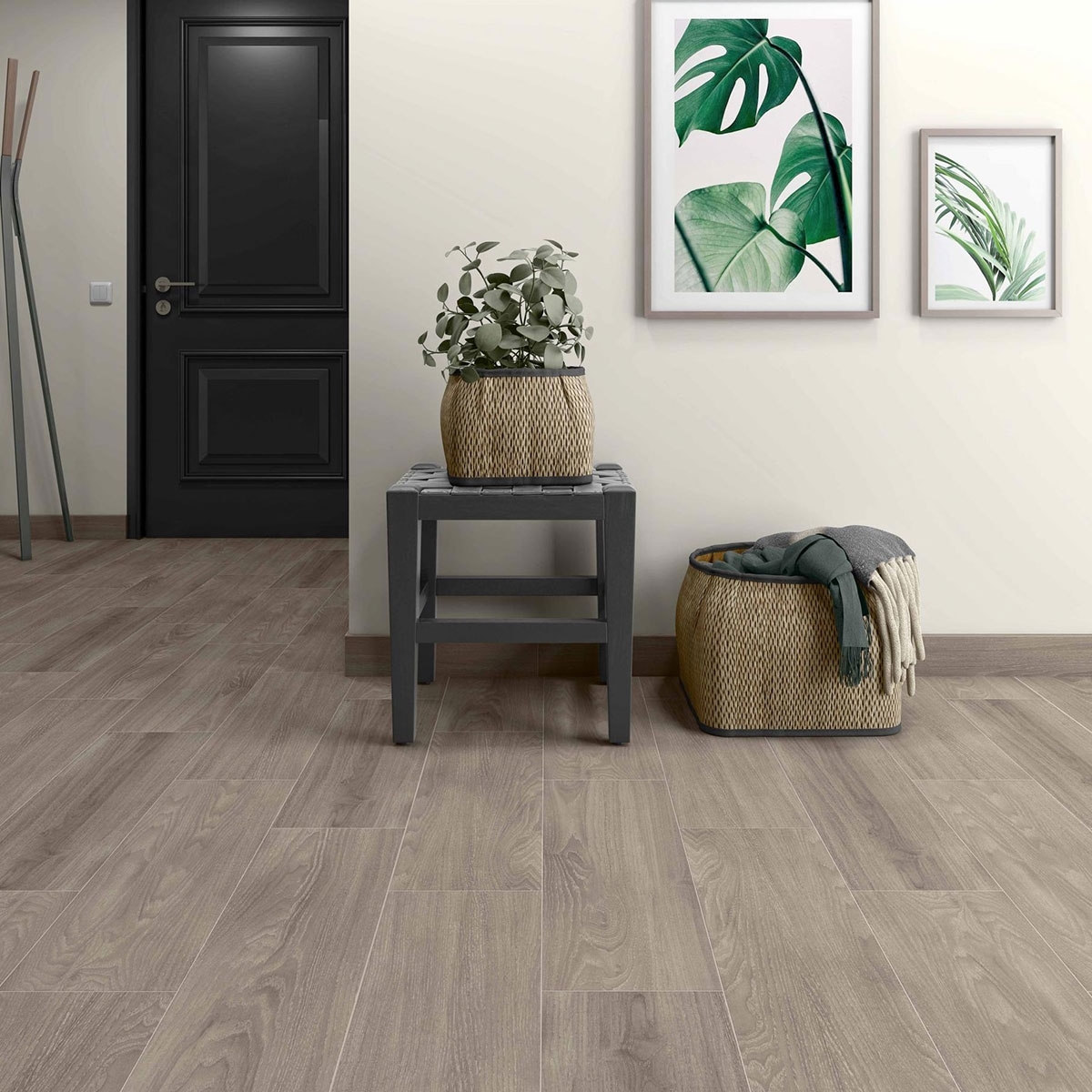 Interior con pavimento AT Alpi Nogal 20x60