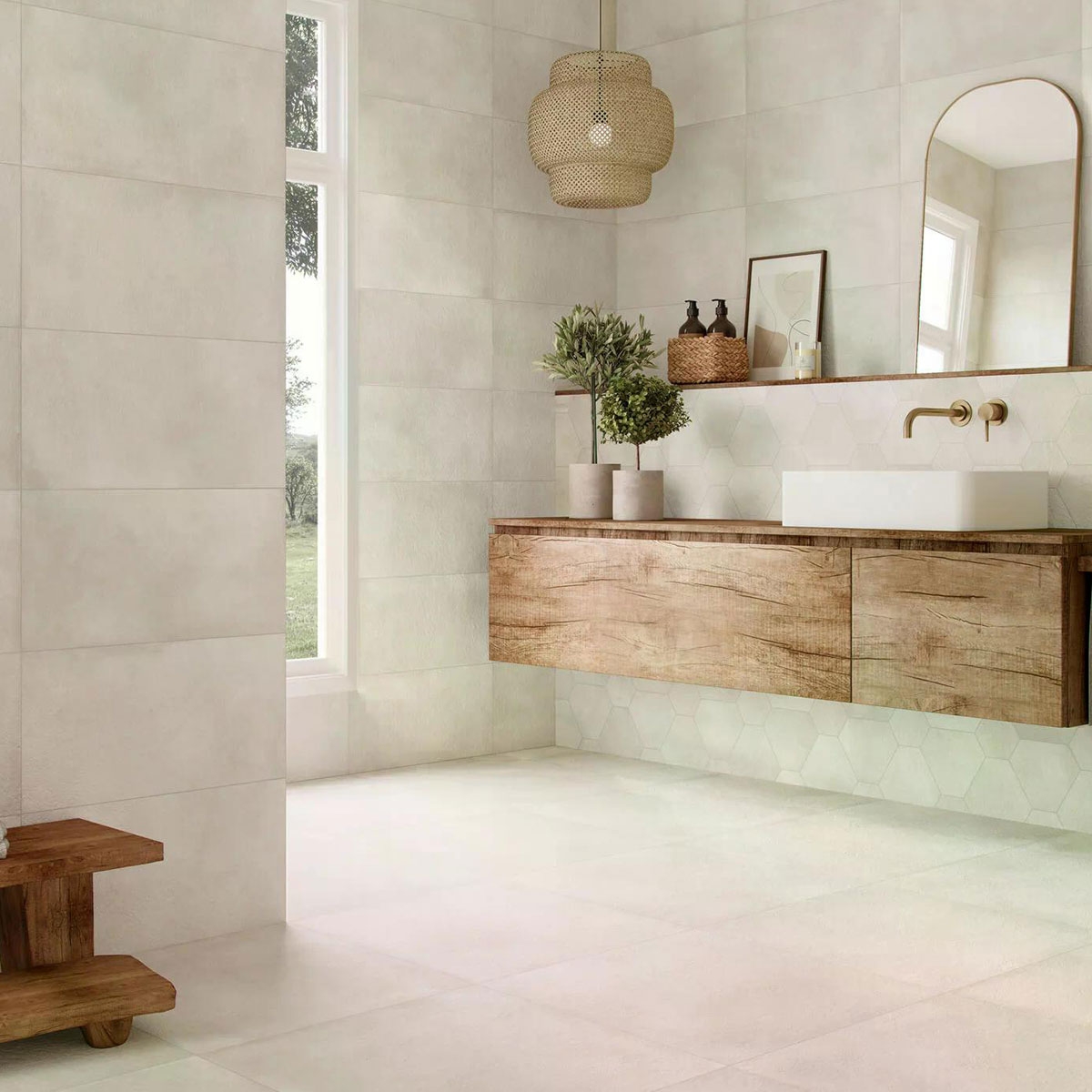 Casa de banho com Dakota pavimento branco 60x60