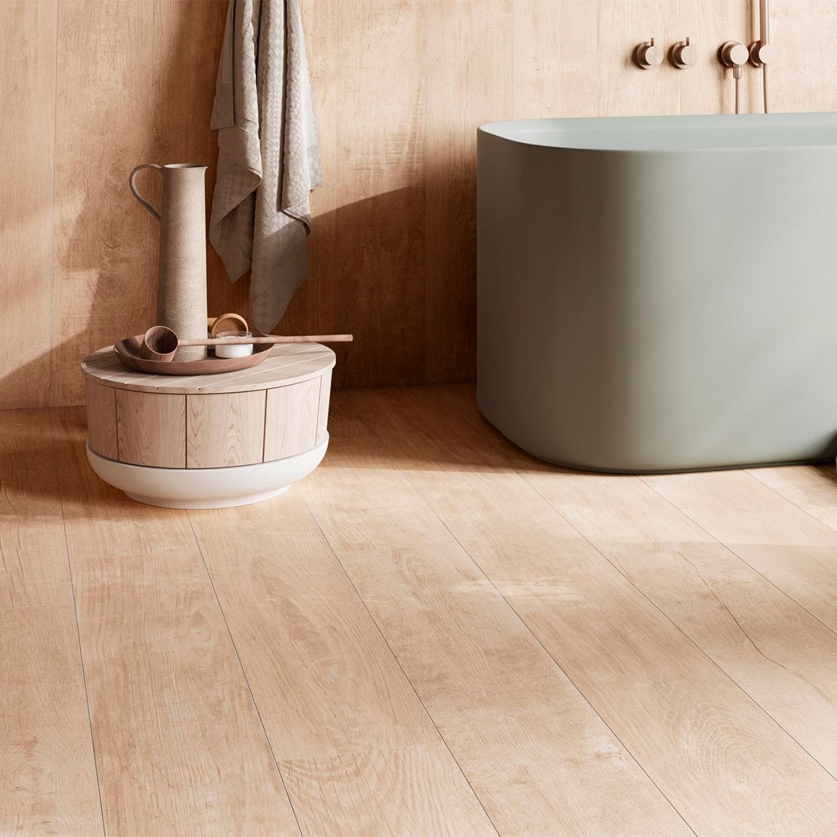 Interior with AT Dakota Maple floor and wall tile 20x120