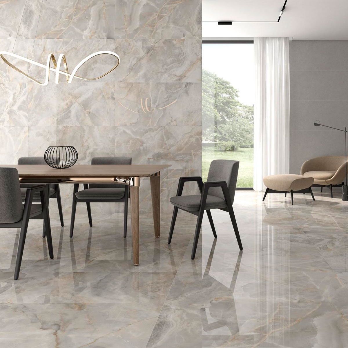 Interior with CR Lux Noor Almond floor and wall tile 60x120