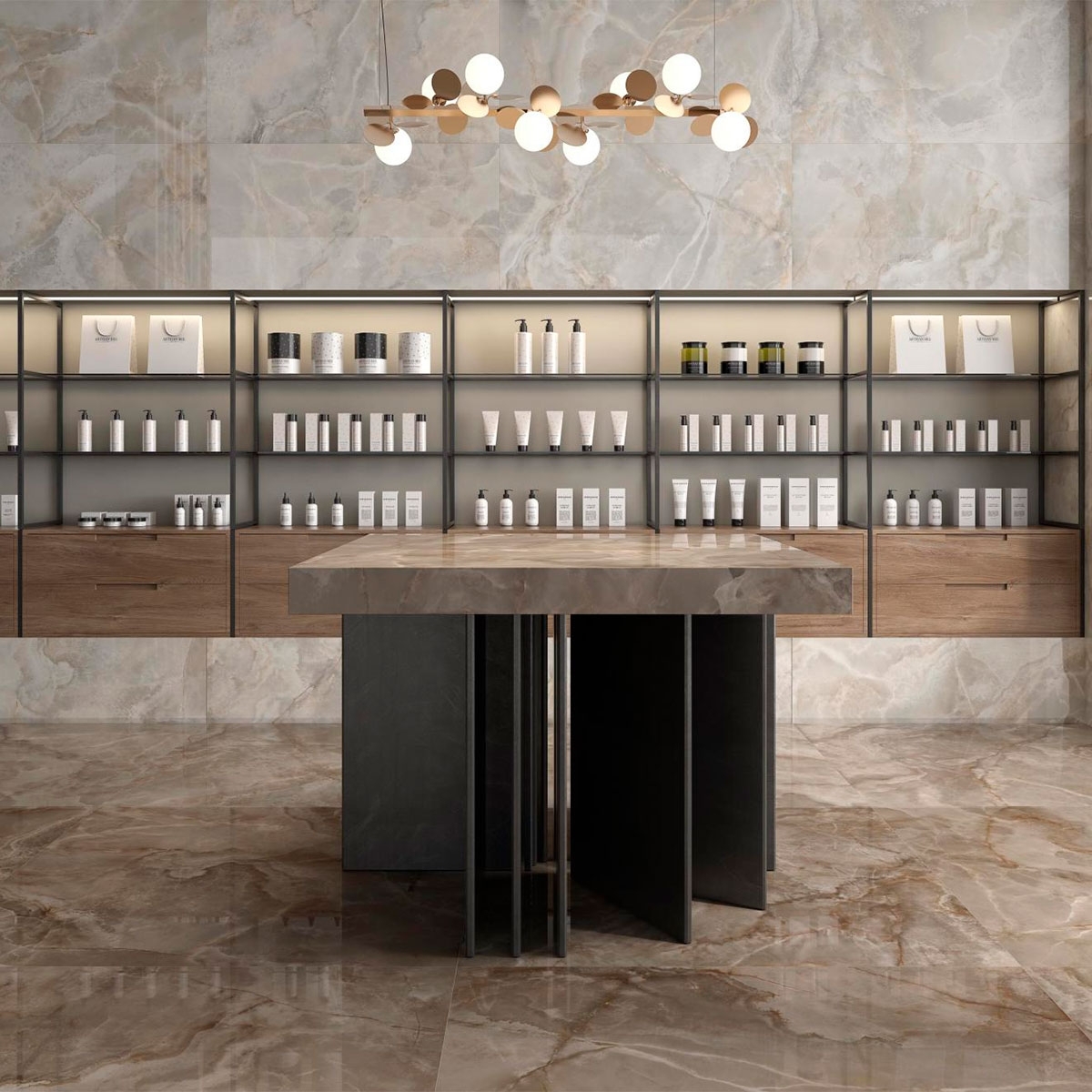 Innenraum mit CR Lux Noor Almond-Beschichtung 60x120