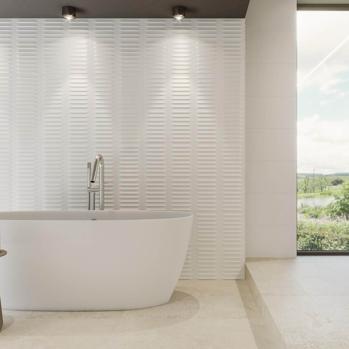 Baño con Revestimiento Tripoli Snow 30x90