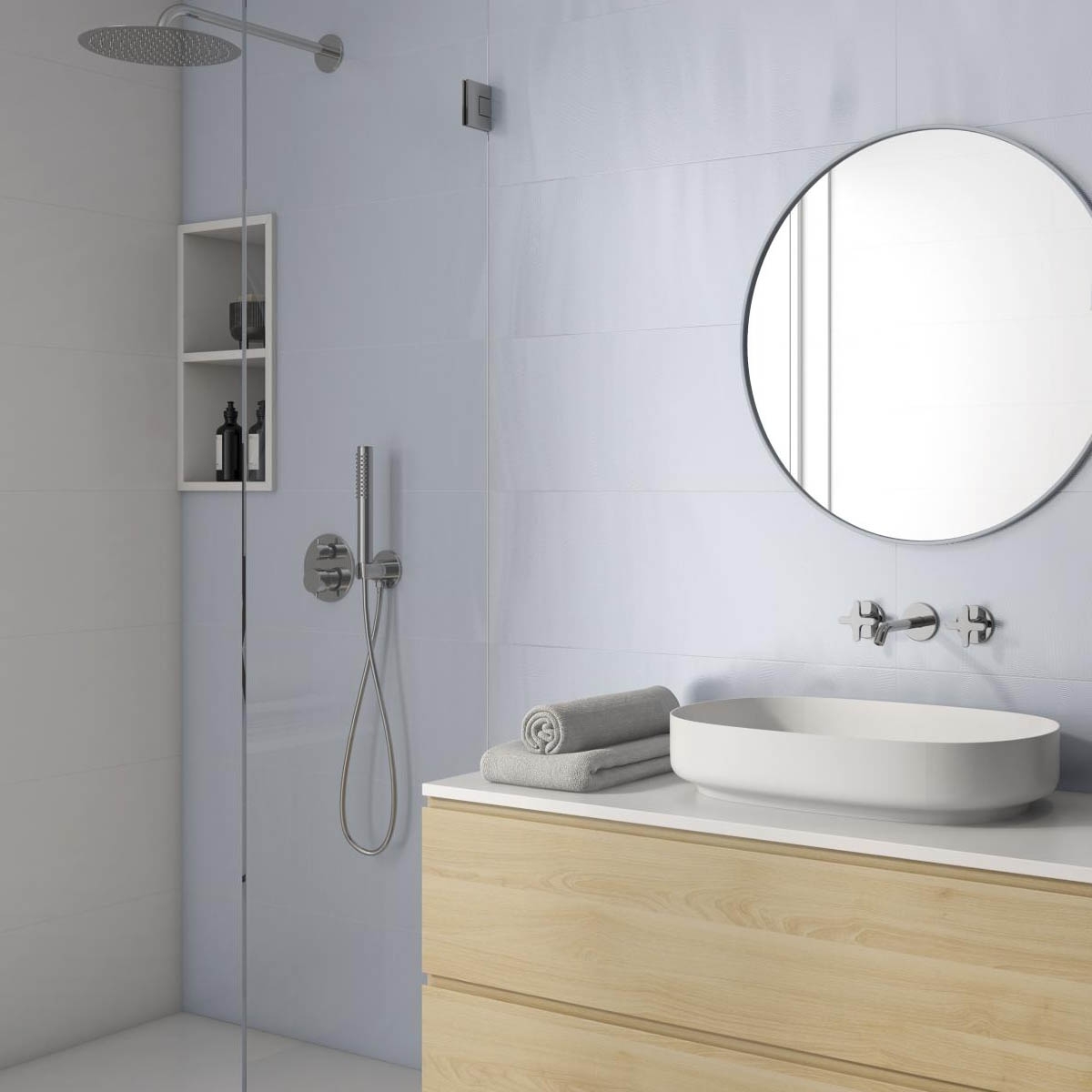 Casa de banho com revestimento Tripoli White 30x90