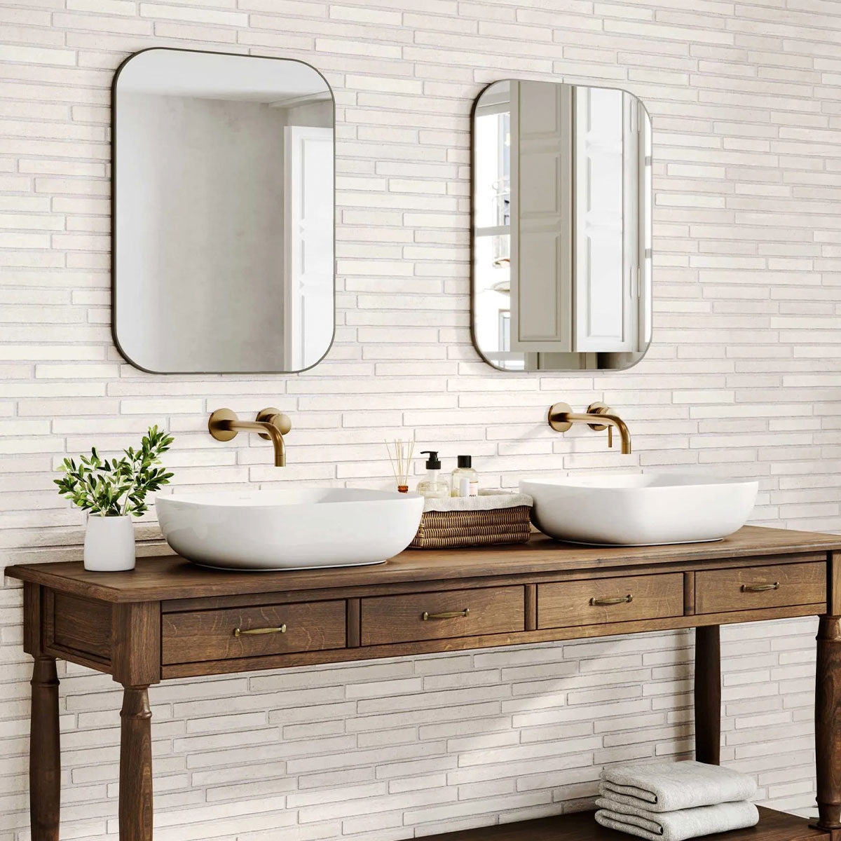 Bathroom with Amsterdam White Coating 15x45