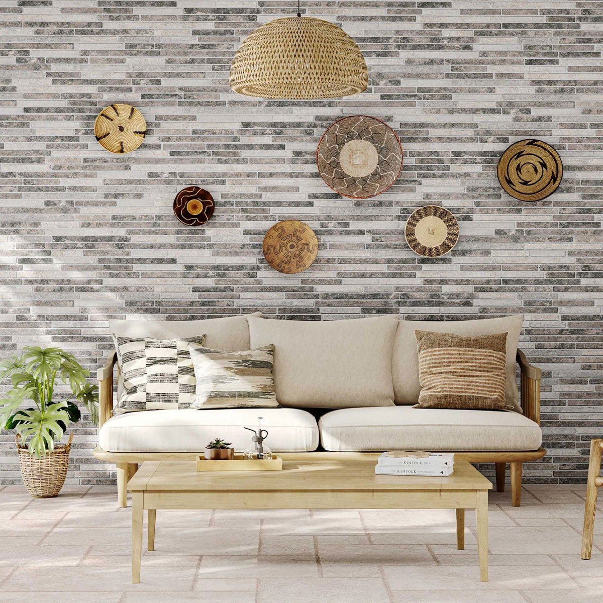 Living Room with Amsterdam Vintage Coating 15x45
