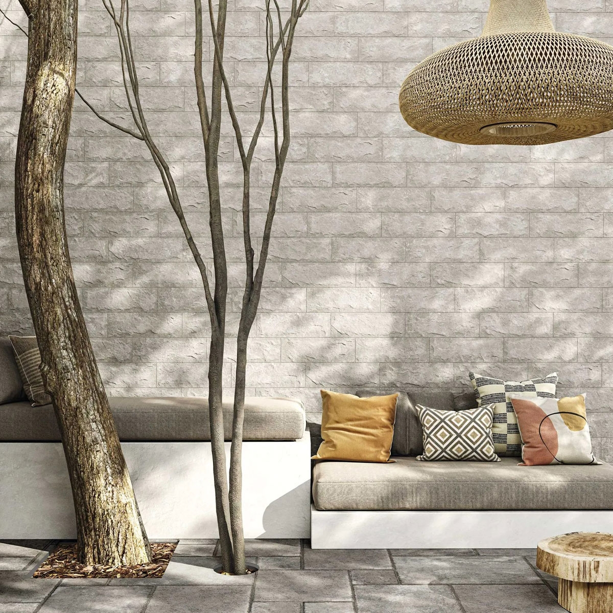 Terraza con Revestimiento Andes White 15x45