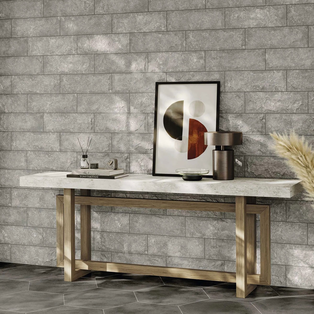 Andes Grey Coated Hallway Table 15x45