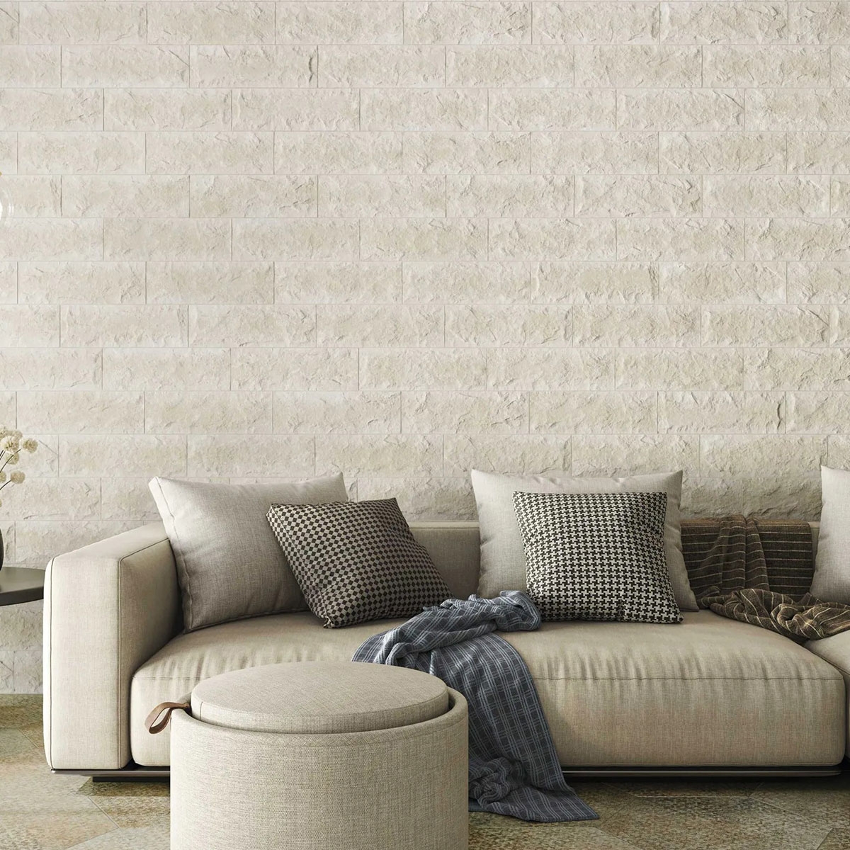 Sala de Estar com Revestimento de Marfim Andes 15x45