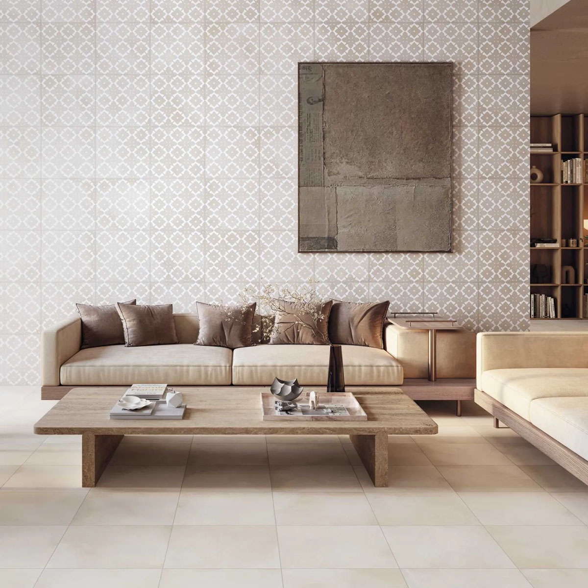 Sala con Revestimiento Bari Deco Sand 33x33