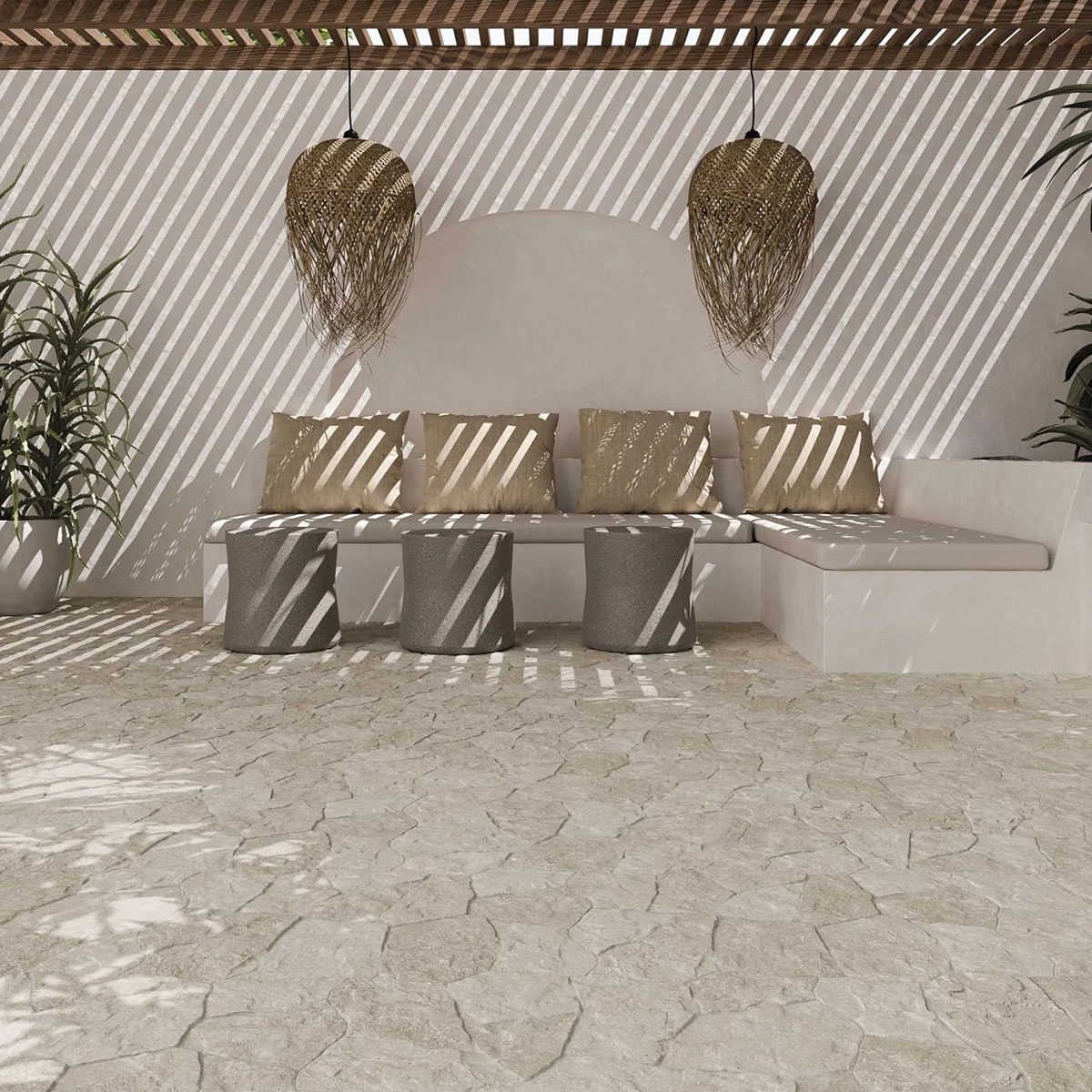 Terraza con Pavimento Andes Ivory Antideslizante 40x62