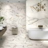 Calacatta Gold Hexagon 28,5x33 Badezimmer mit Wand- und Bodenfliesen