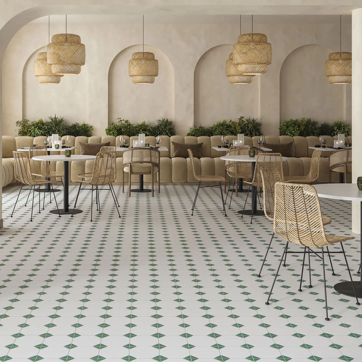 Interior con Pavimento Canterbury Green 33x33