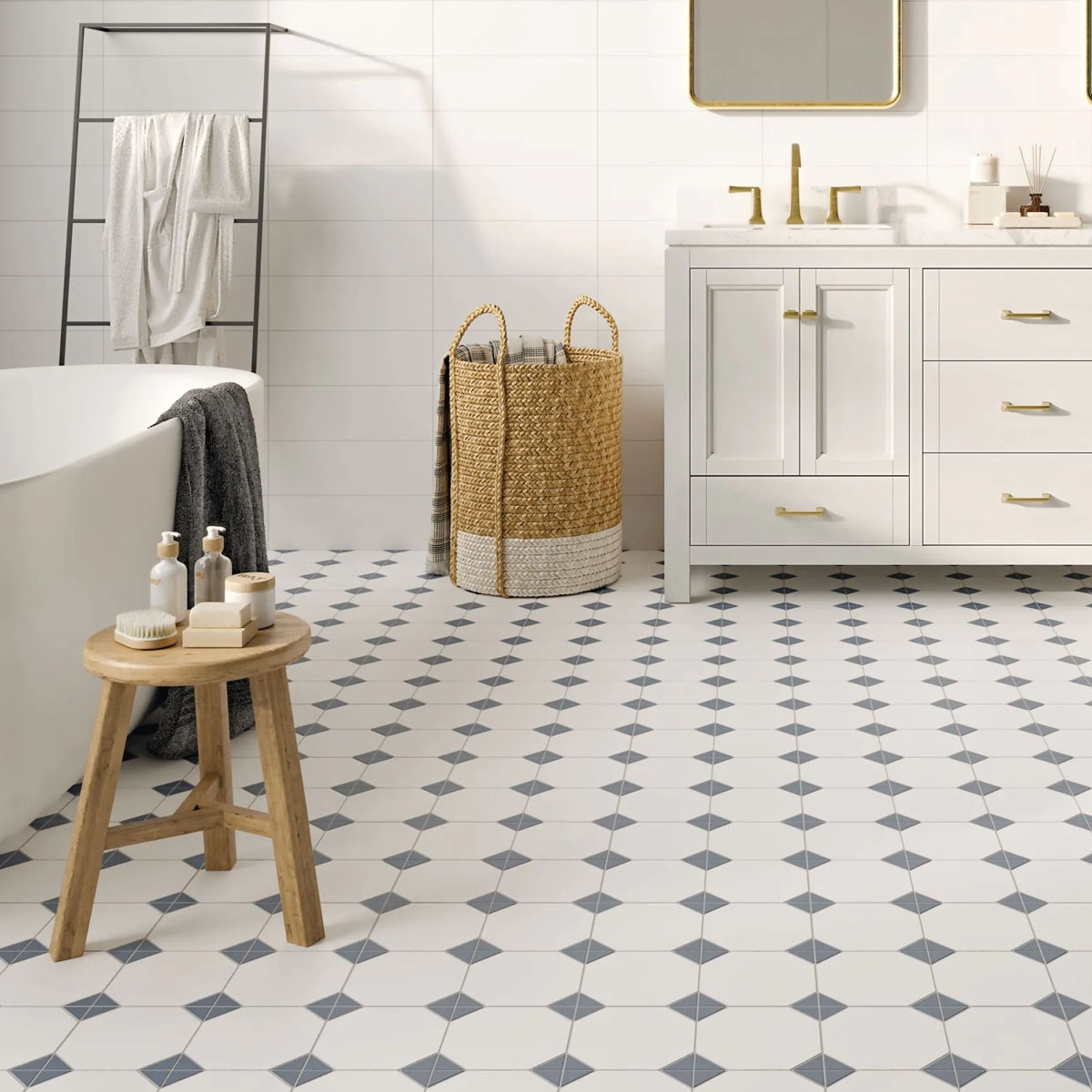 Baño con Pavimento Canterbury Blue 33x33