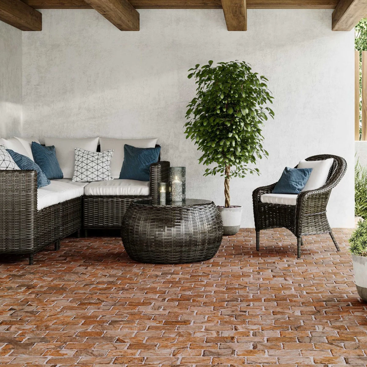 Terraza con Pavimento Canyon Cobblestone Antideslizante 44x66