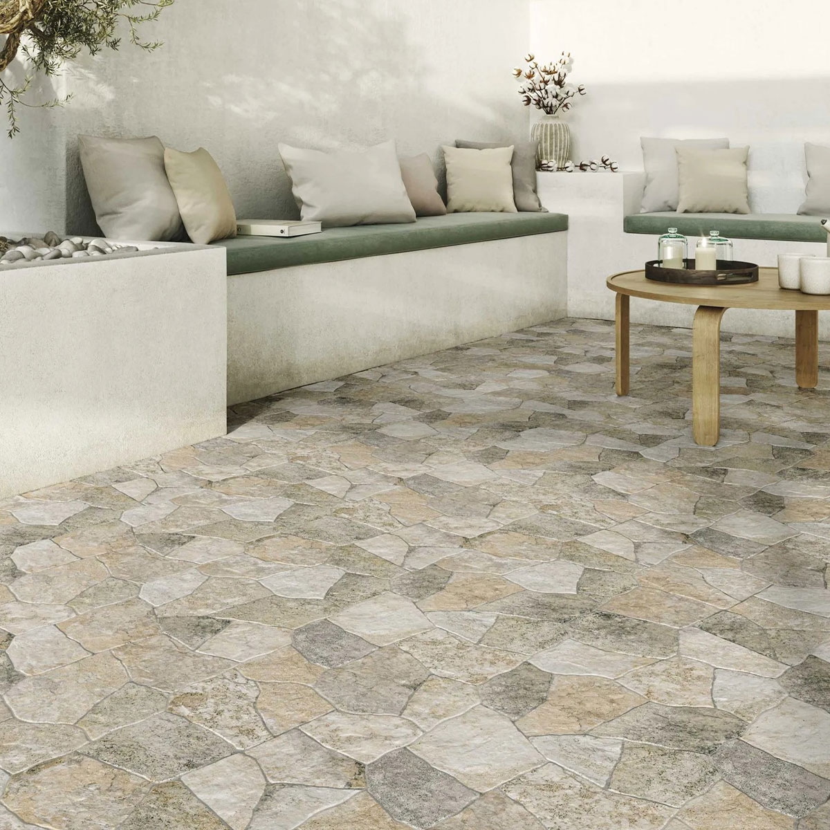 Arkansas Beige rutschfeste Asphaltterrasse 40x62