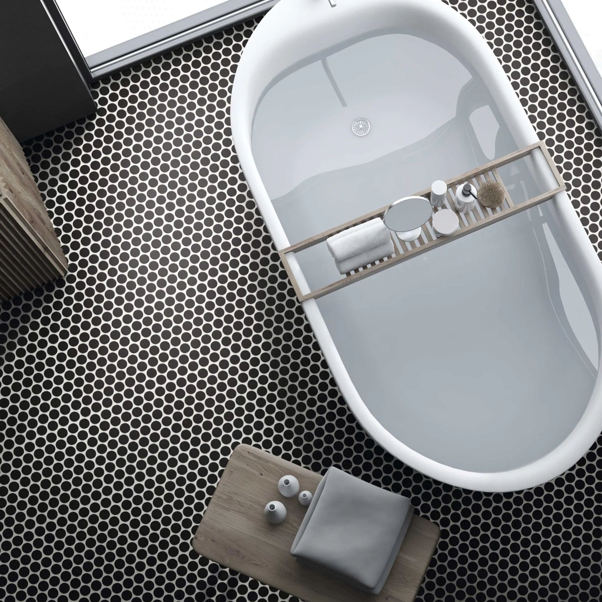 Salle de bain avec revêtement Circle Black 30,9x30,9