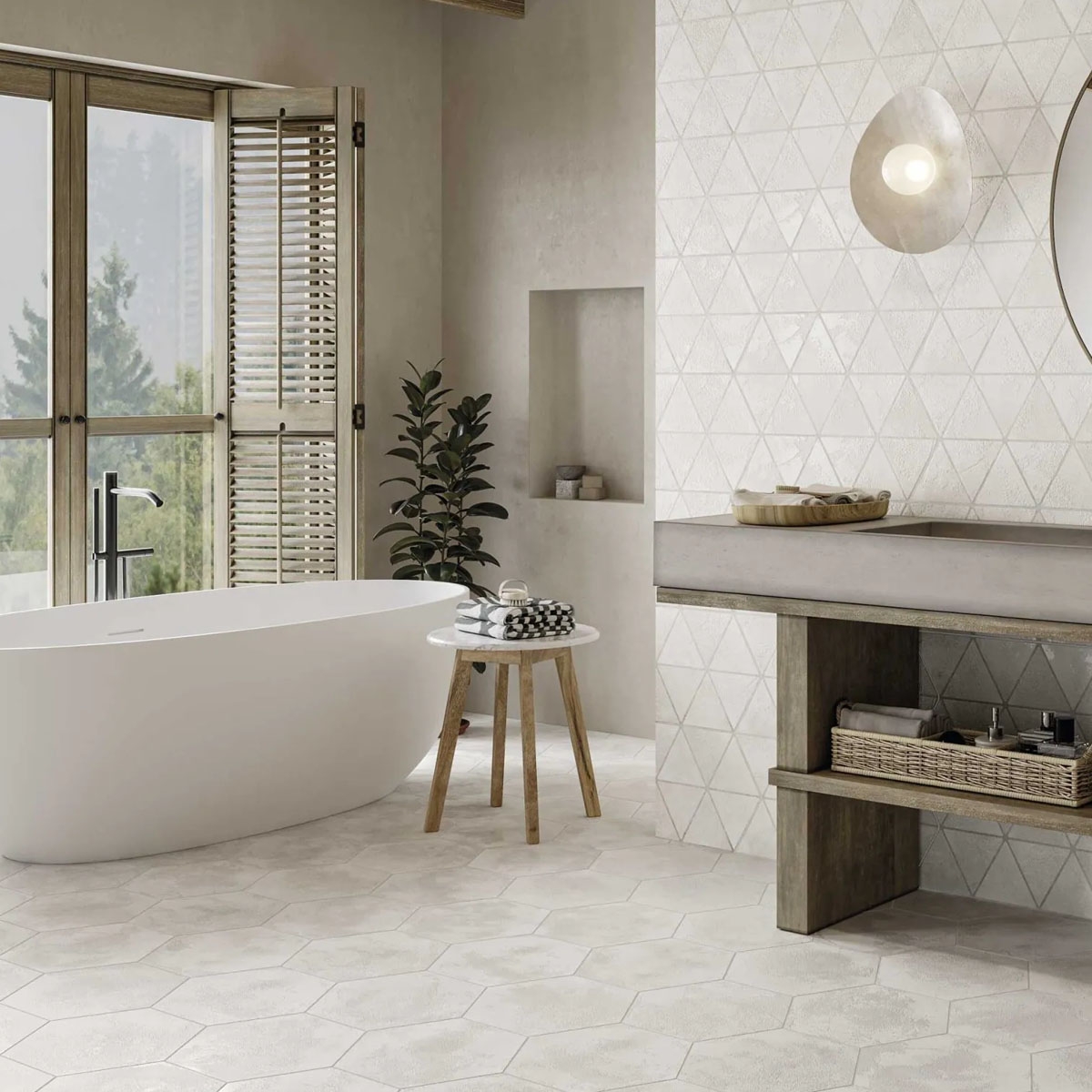 Baño con Pavimento Craft Mist 28.5x33