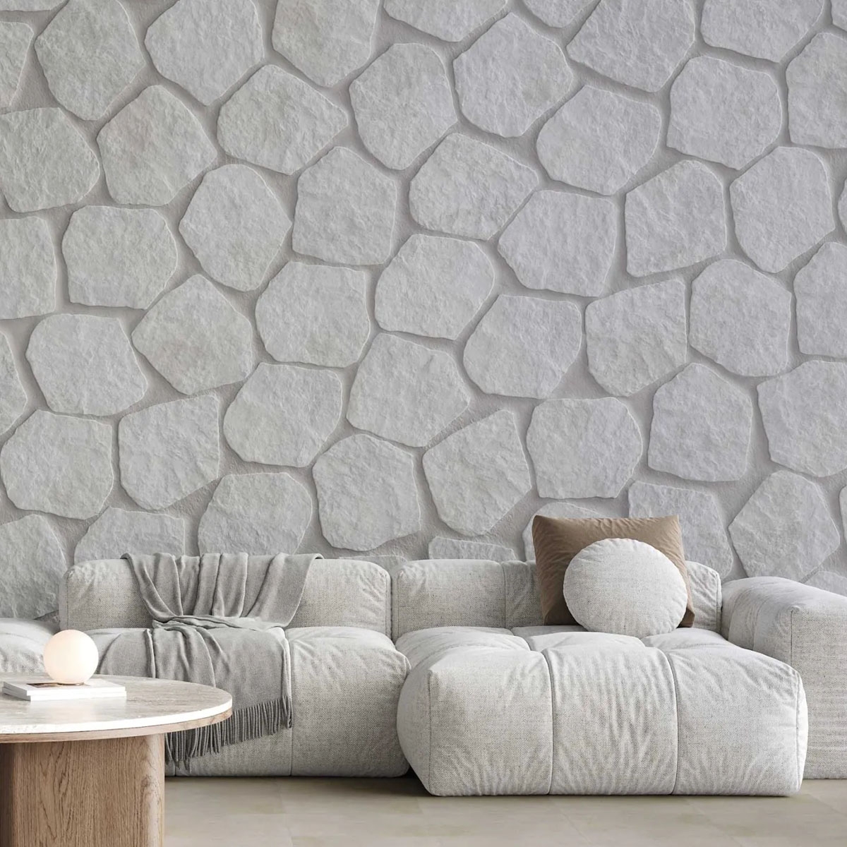 Wohnzimmer mit Cuzco weißer rutschfester Beschichtung 28,5x33