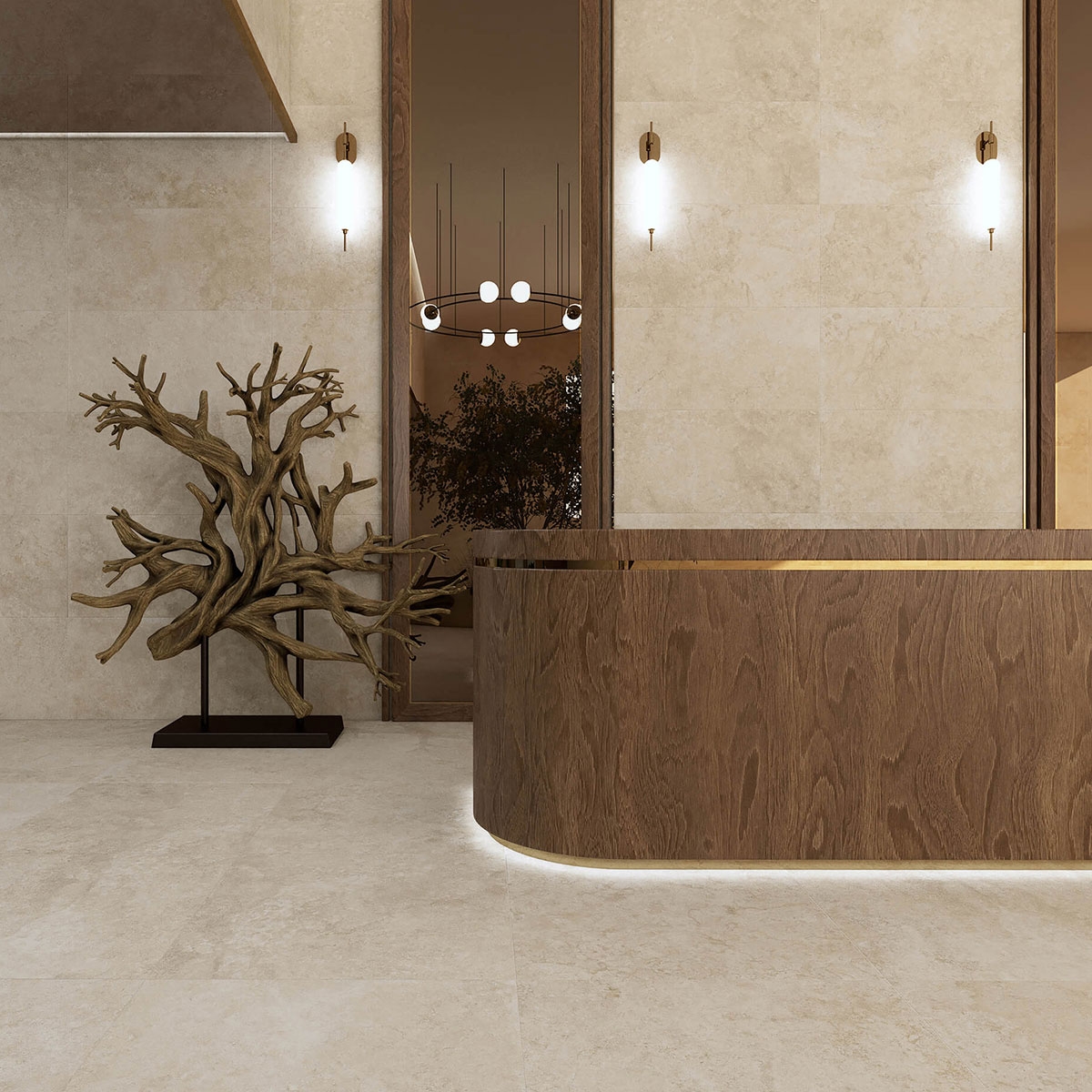 Intérieur avec sols et revêtements beige Denver 60x120 (boîte 1,43m2)