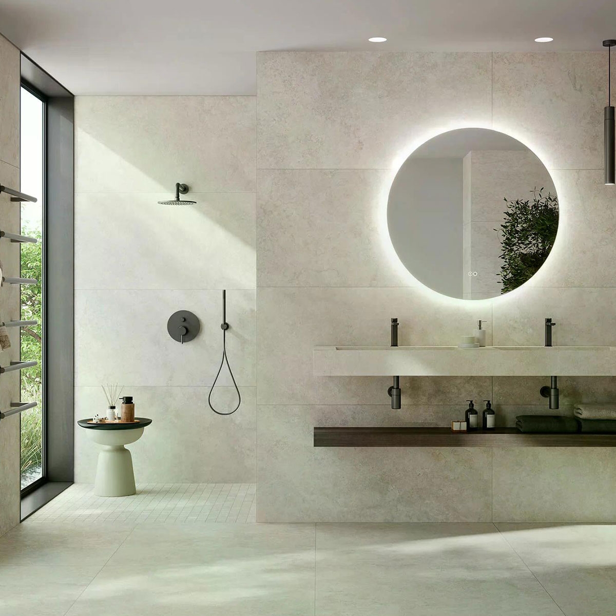 Casa de banho com pavimento antiderrapante Denver Bone 60x120