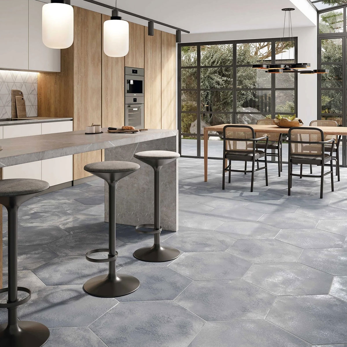 Kitchen with Atelier Blue Pavement 56X48