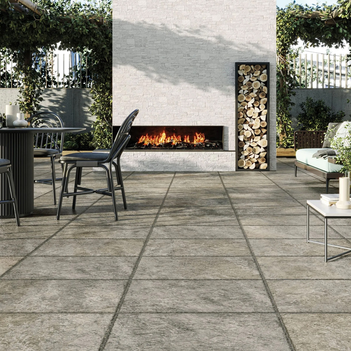 Exterior con Pavimento Denali Charcoal Antideslizante 44x66