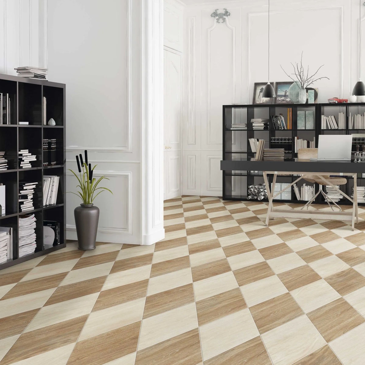 Intérieur avec revêtement chevron en bois de noyer diamanté (L) 70x40