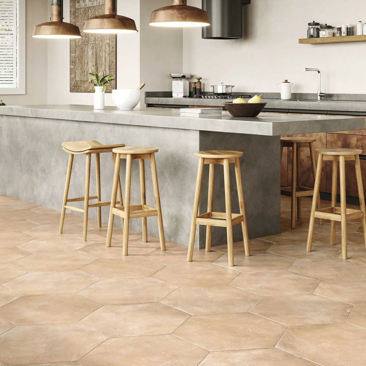 Cozinha antiderrapante Parma Cotto com pavimento 56x48