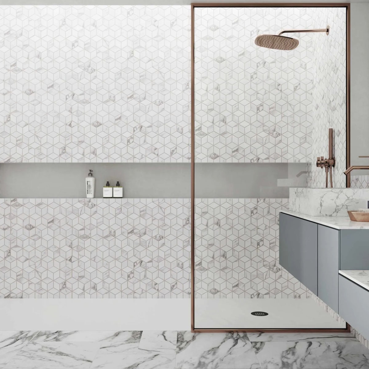 Baño con Revestimiento Rhombus Venato 26.5x51