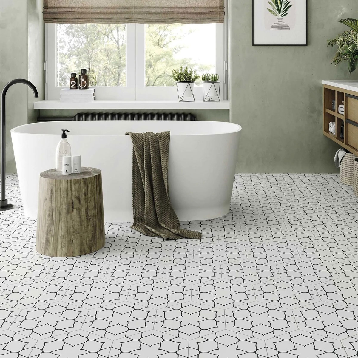 Bathroom with Kerala White flooring 28.5x33