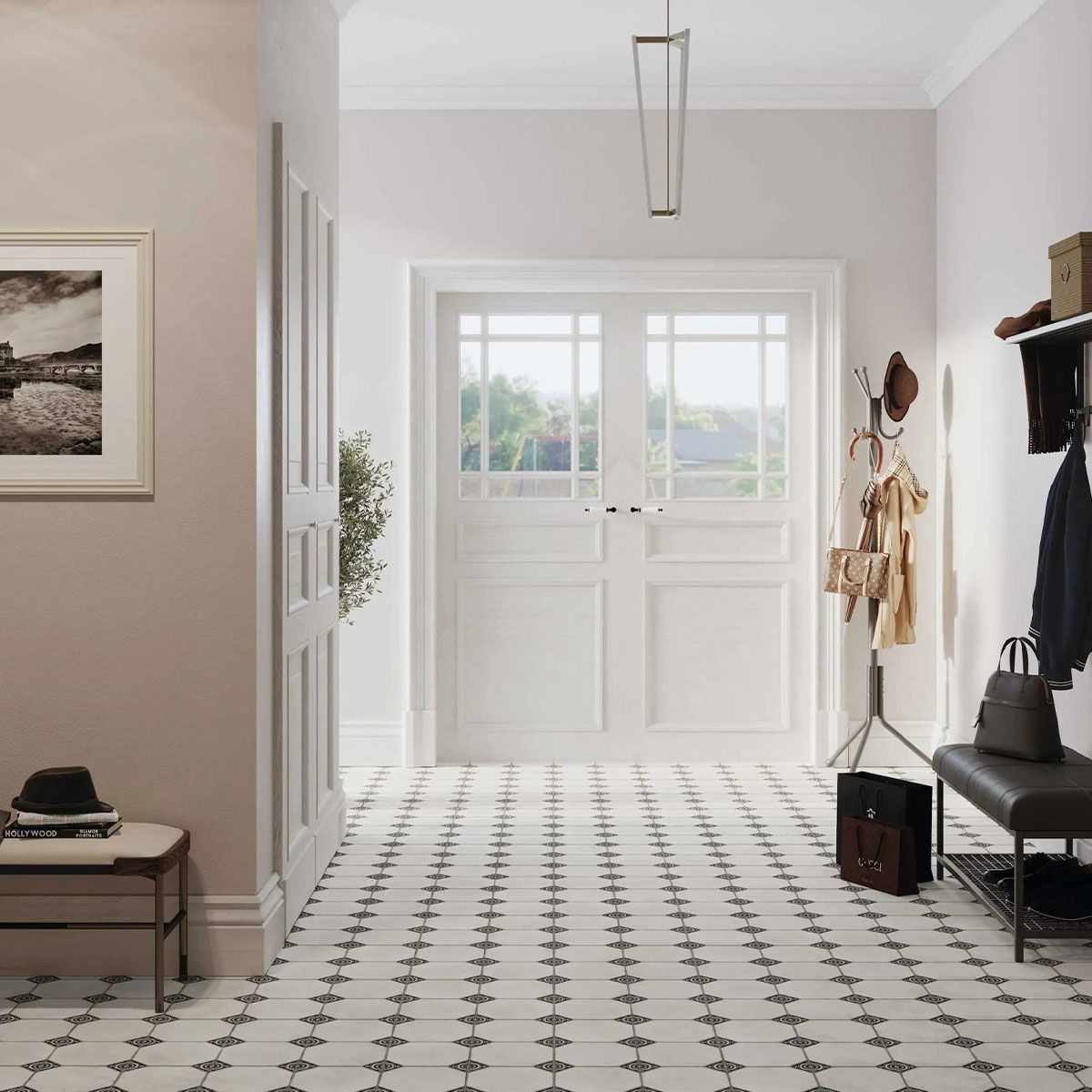 Interior with Leeds Black 33x33 pavement (Box 1.00m2)