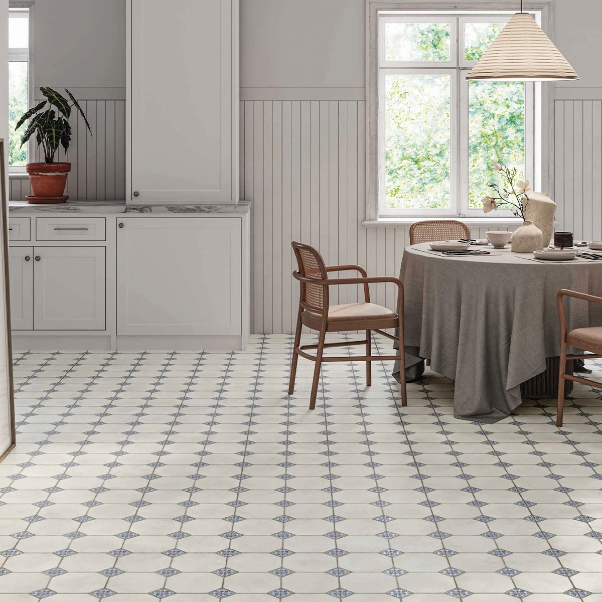 Cozinha Leeds Blue com pavimento 33x33 (Caixa 1,00m2)