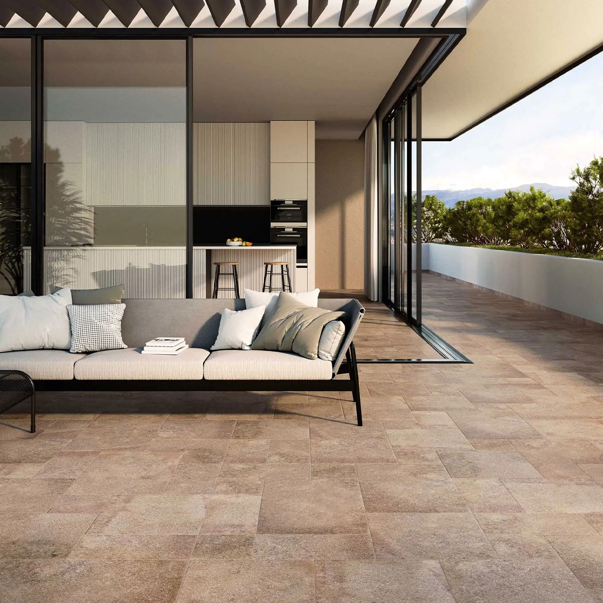 Exterior con pavimento Modular Porfido Multiformato (Caja 0,87m2)