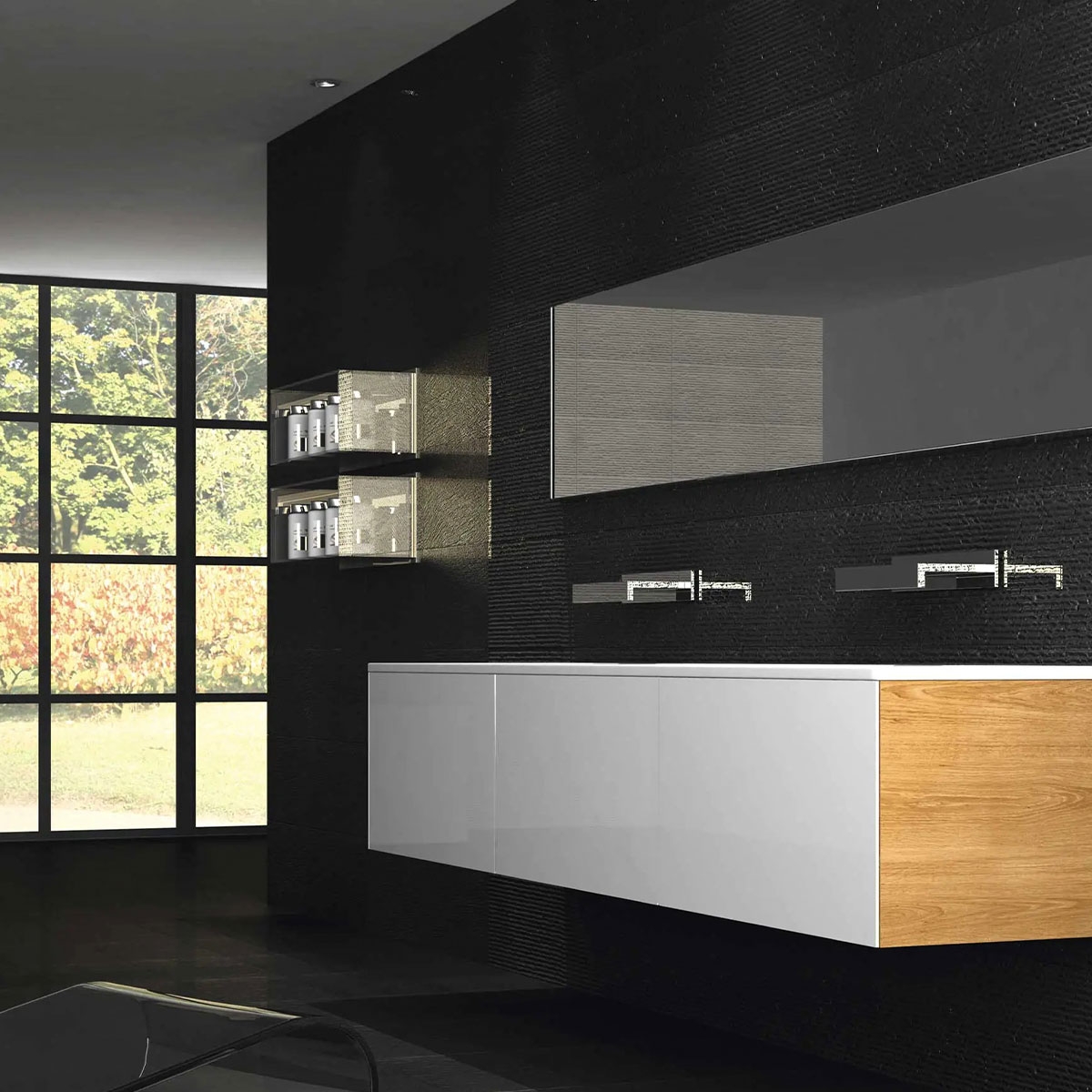 Niagara Schwarzes Badezimmer mit Beschichtung 31x56 (Box 1,21m²)