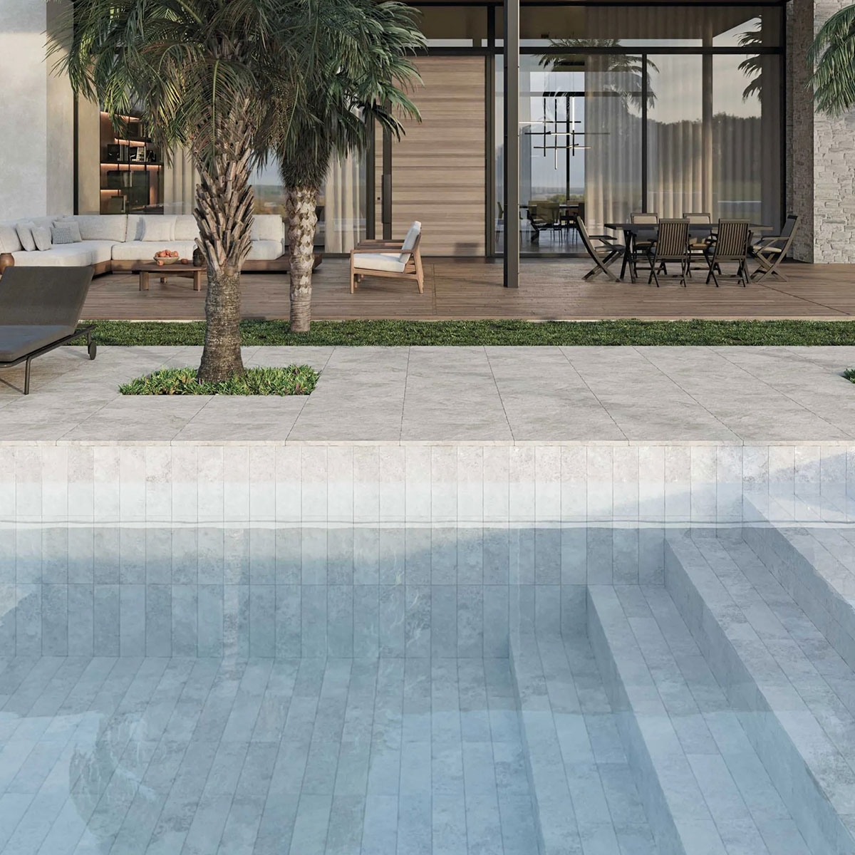 Piscine avec revêtement Sanur White 15x45