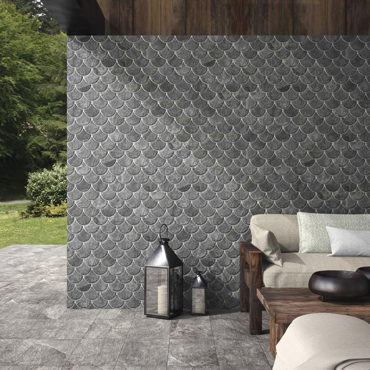 Exterior con Revestimiento Scale Slate Black 30.7x30.7