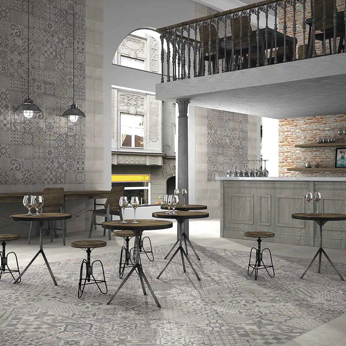 Interior with Skyros Deco Grey floor and wall tile 44x44