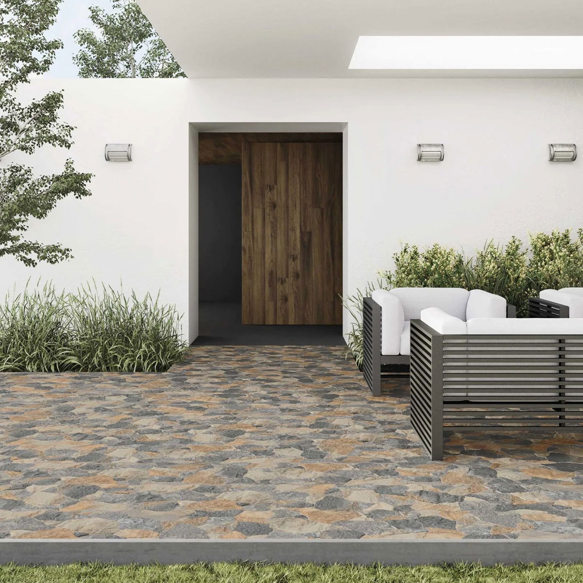Patio con Pavimento Slate Indian Flagstone Antideslizante 44x66