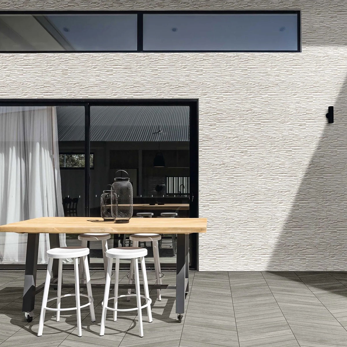 Terraza con Revestimiento Teiki Blanco 31x56