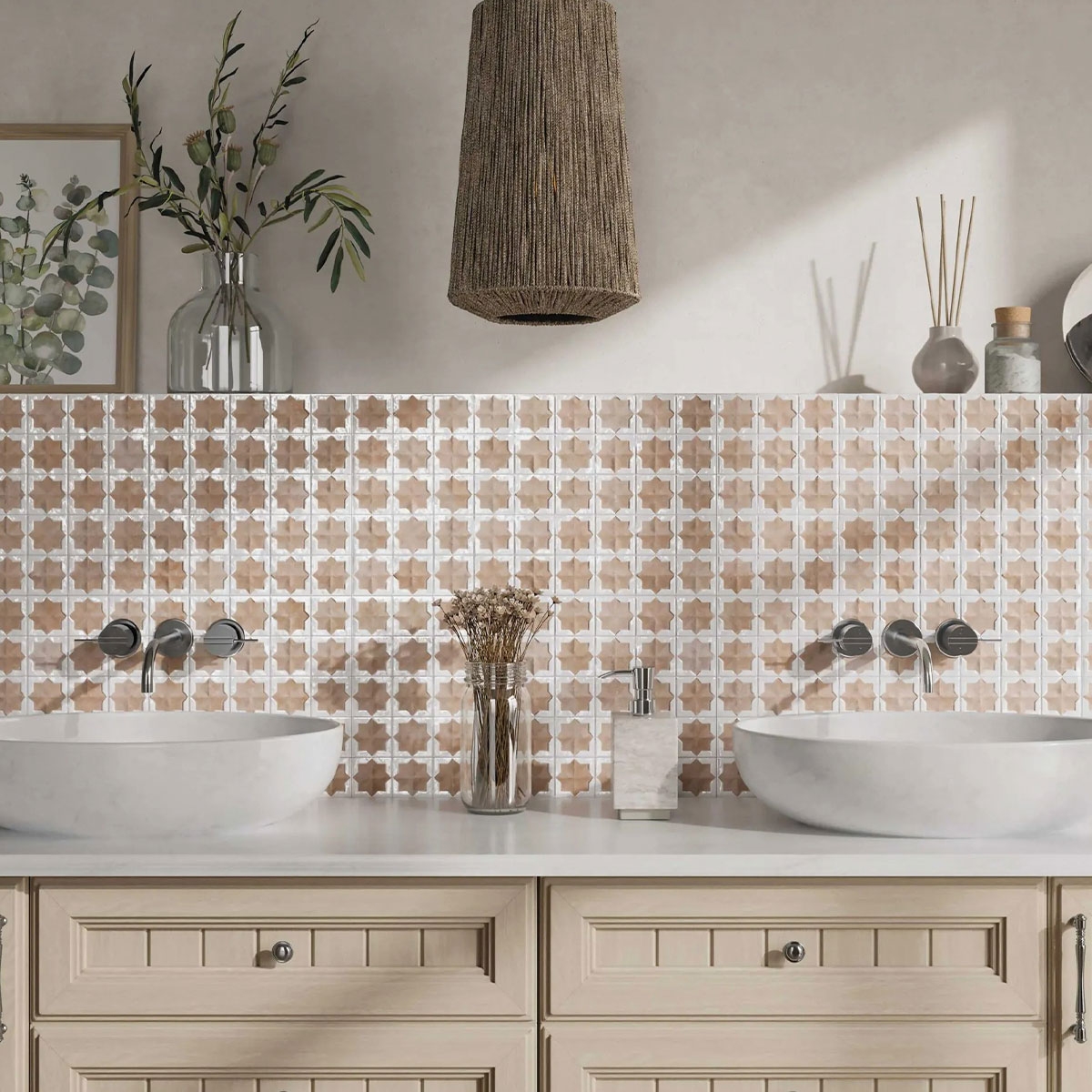 Baño con Tetuan Cotto White 31x56 (Caja 1.21m2)