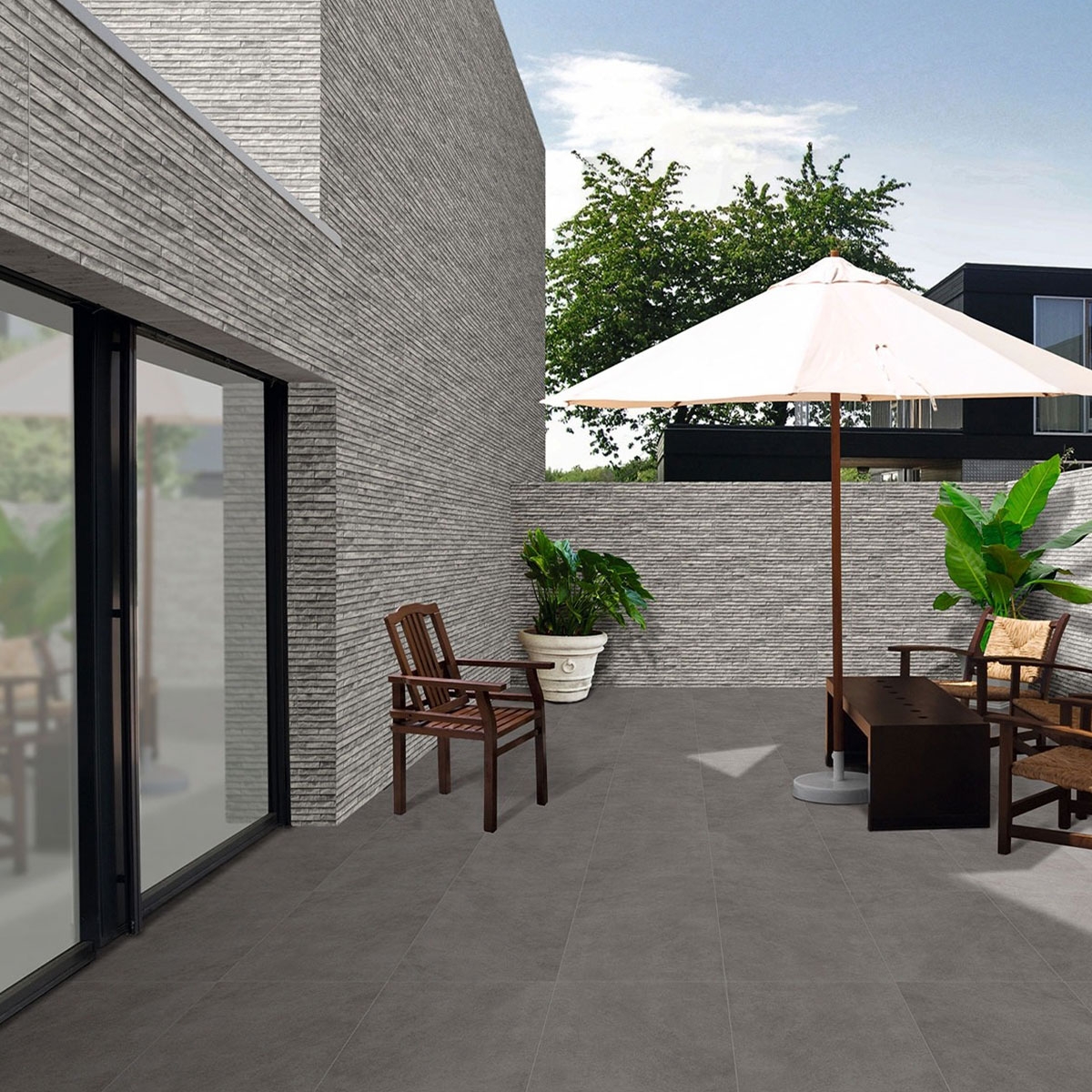 Exterior con revestimiento Yosemite Gris 44x66 (Caja 1.17m2)